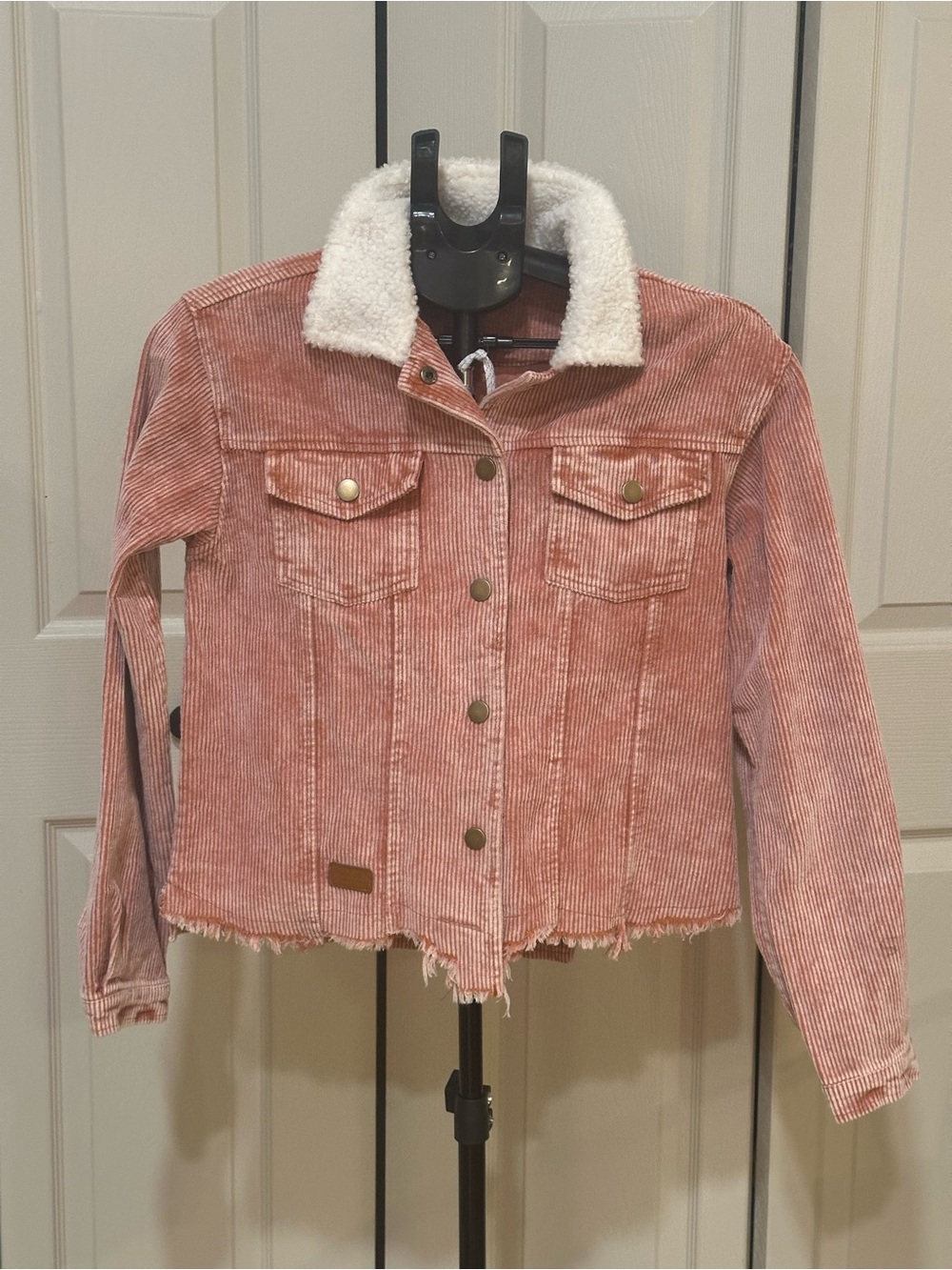 Simply Southern Pink Corduroy Sherpa Collar Jean Jacket